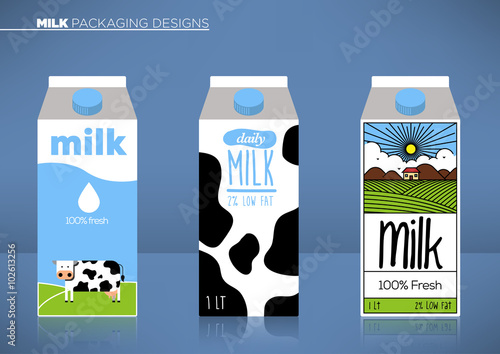 Trendy Vector Milk Packaging Template