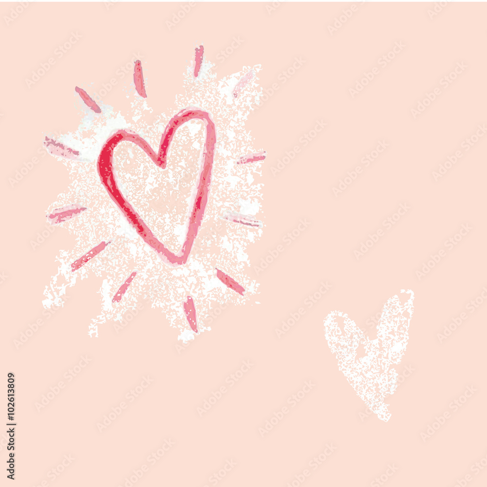 Rotes gemaltes Herz auf rosefarbenen Hintergrund - Liebe mit Herz
