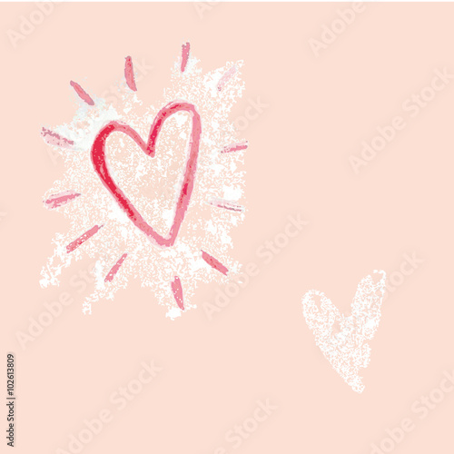 Rotes gemaltes Herz auf rosefarbenen Hintergrund - Liebe mit Herz