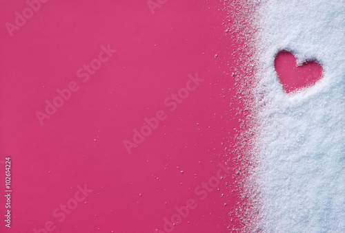 Lovely romantic heart on a snow and pink background. St. Valentine's' Day card.