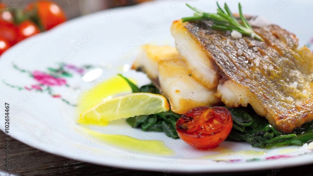 Slide across a meal of fish fillet Slide across a meal of fish fillet