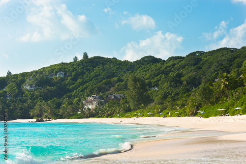 Tropical beach at Mahe island Seychelles © dvoevnore