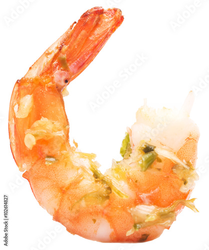 grilled shrimp on white