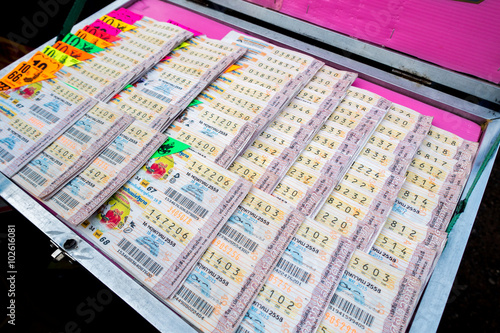 Thailand lottery ticket for sell in market.