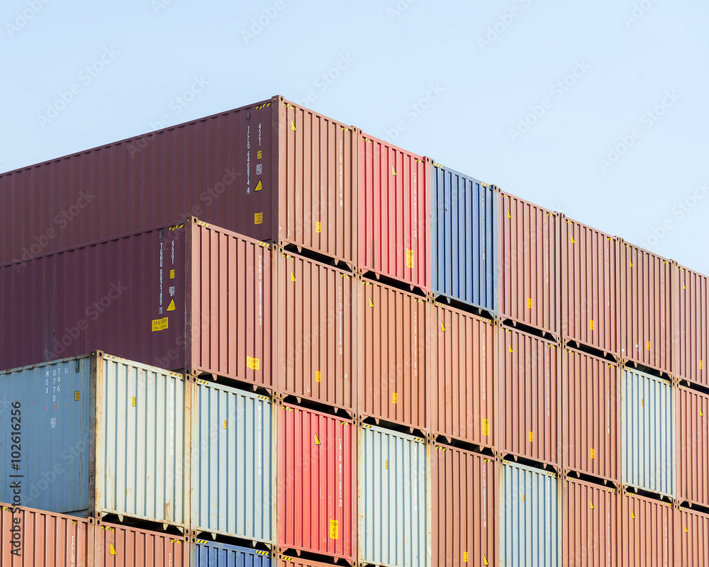 The stack of container in the ship yard at the port before export process The stack of container in the ship yard at the port before export process