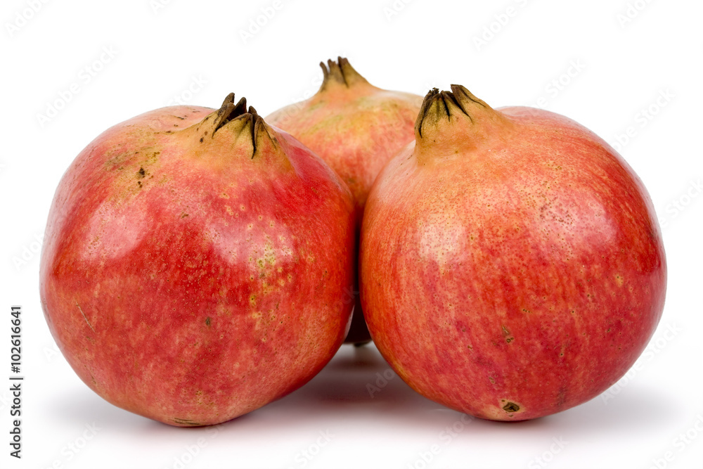 Fruits of pomegranate (Punica granatum) on white background. Clipping path incl. Fruits of pomegranate (Punica granatum) on white background. Clipping path incl.