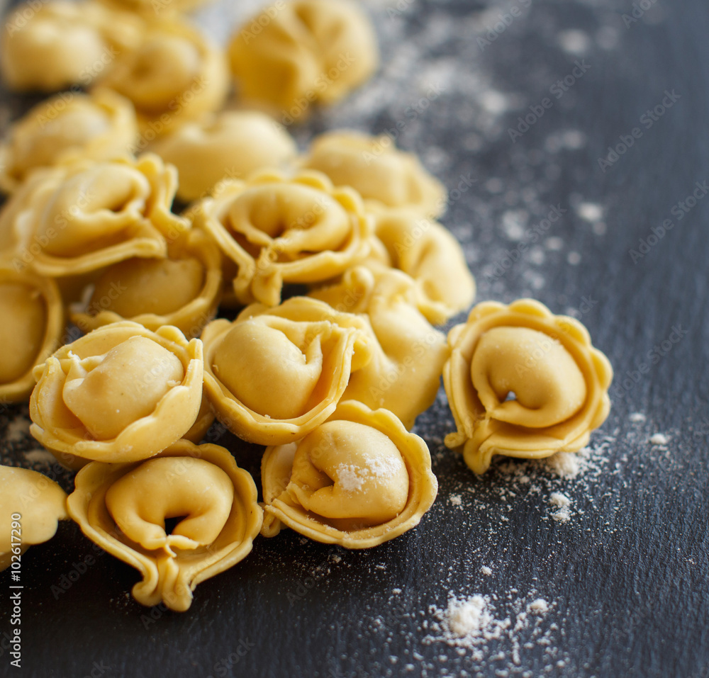 Homemade raw Italian tortellini Homemade raw Italian tortellini