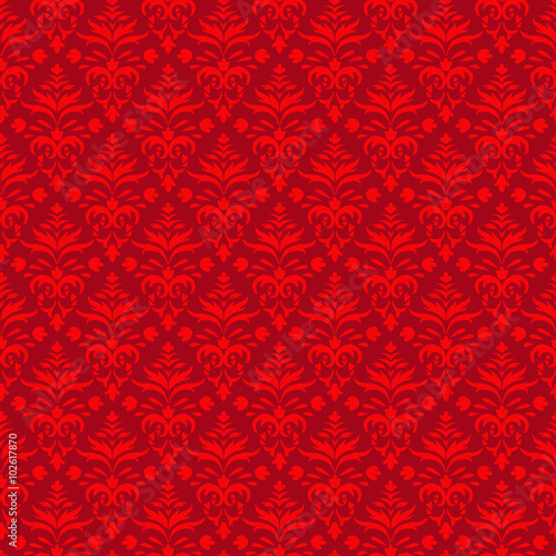 Red Baroque seamless pattern, royal background