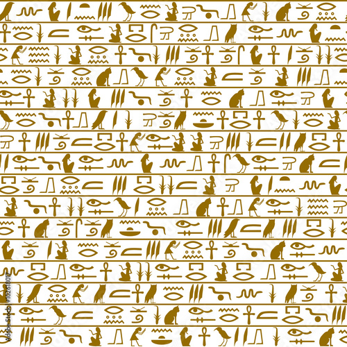 Egyptian seamless hieroglyphs pattern.