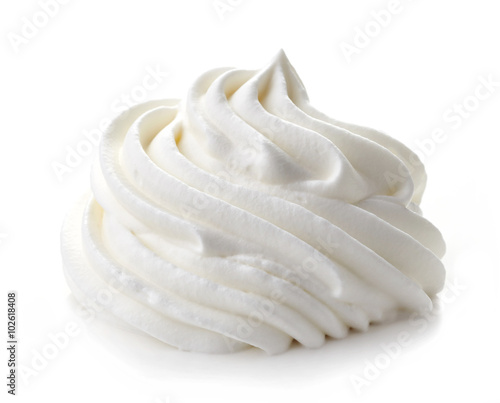 Photographie whipped cream on white background