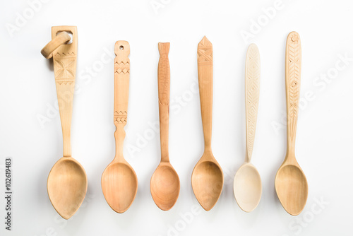 Assortment of wooden spoons.