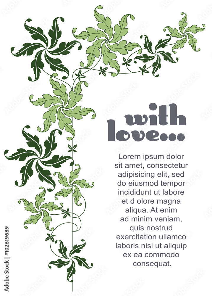 Vector set. Romantic label with flowers.