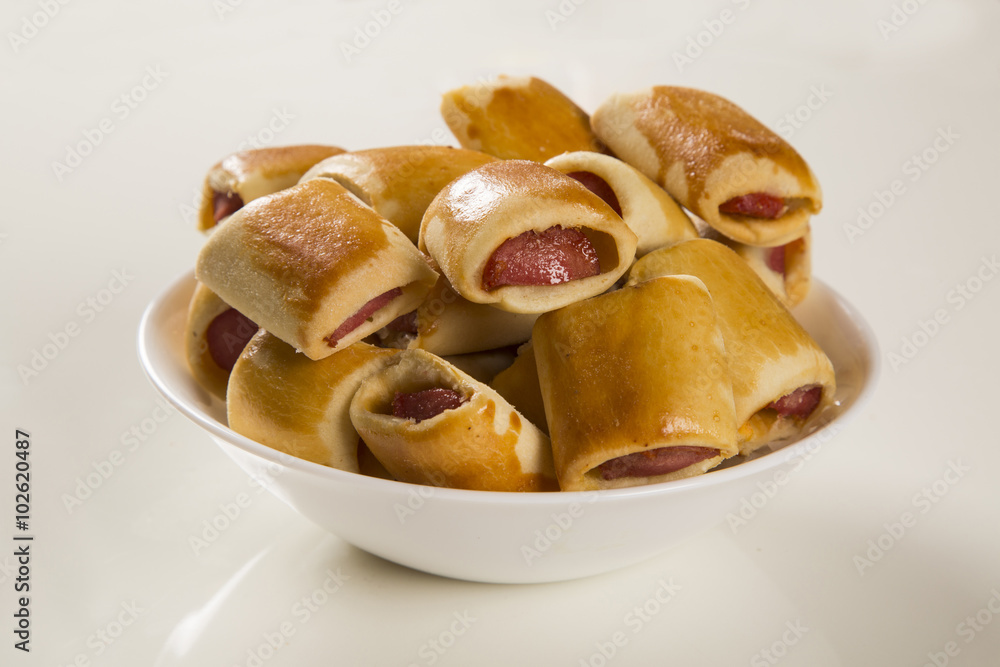 Sausage baked snacks. Brazilian snacks. Sausage baked snacks. Brazilian snacks.