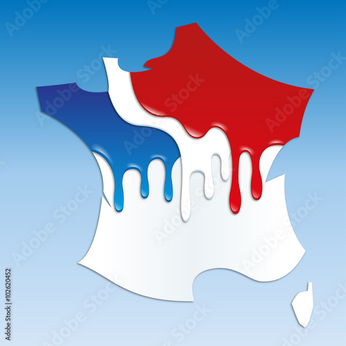 Carte France drapeau en peinture-1