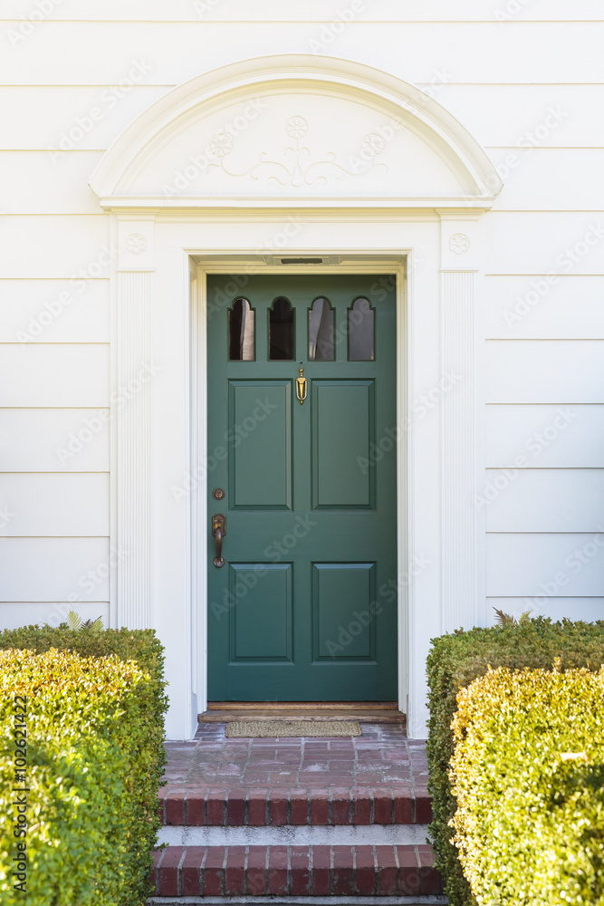 Naklejka premium Narrow front green door