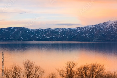 lake Sevan spring sunset photo