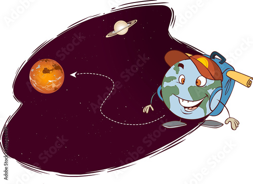 vector illustration of a different planets trip