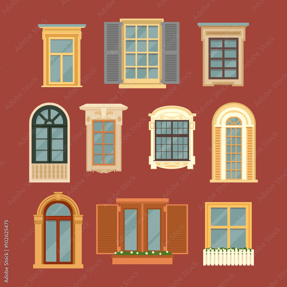 Obraz premium Set of Vintage Windows