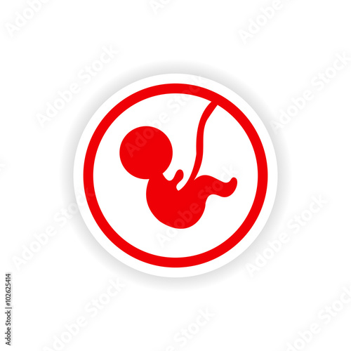 paper sticker on white background child in womb