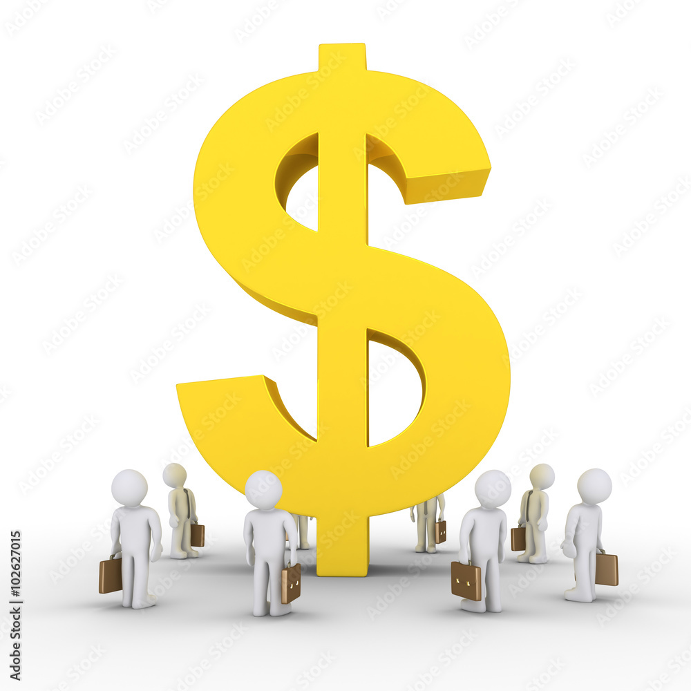 Businessmen and big dollar symbol Businessmen and big dollar symbol