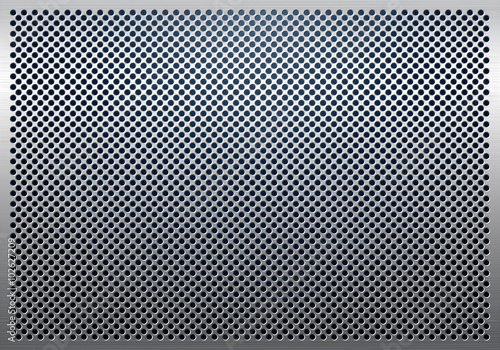 Gray metal background, perforated metal texture 