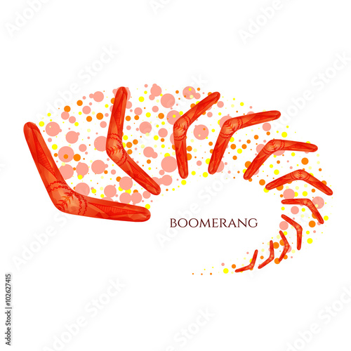 Boomerang in movement. Imitation of watercolor. Boomerang as a symbol of Australia. Isolated vector illustration. photo