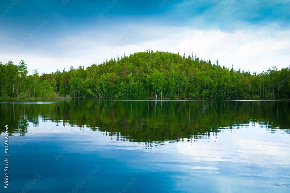 Solovki.  landscape blue lake day