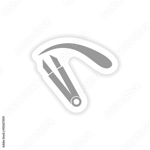 stylish paper sticker on white background eyebrow Tweezers