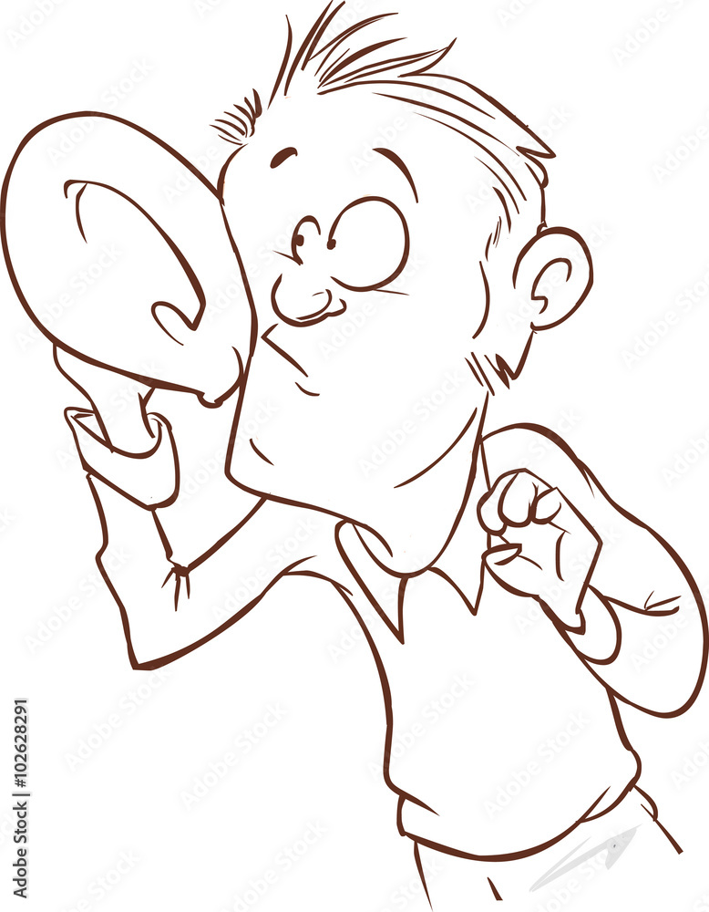 Fototapeta premium Listening with Hand to Ear Vector Illustration