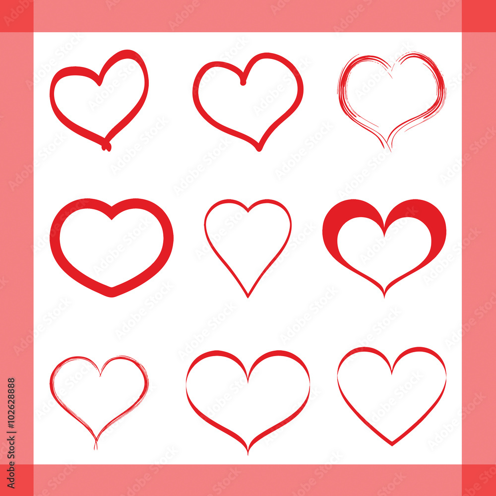 Set of vector heart shapes Set of vector heart shapes