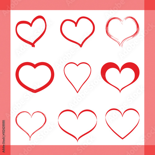 Set of vector heart shapes