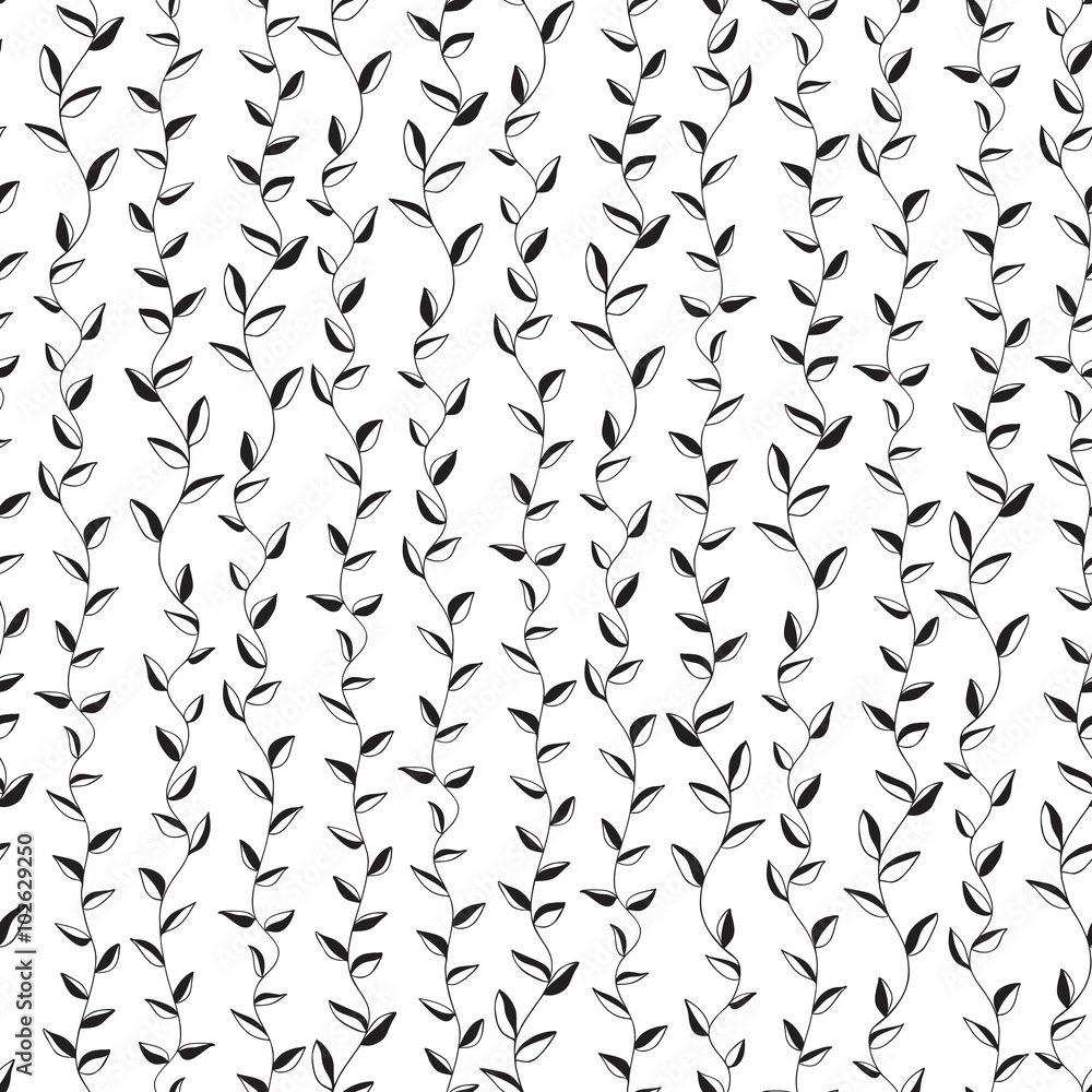 Seamless monochrome background of branches with leaves . Vector Seamless monochrome background of branches with leaves . Vector