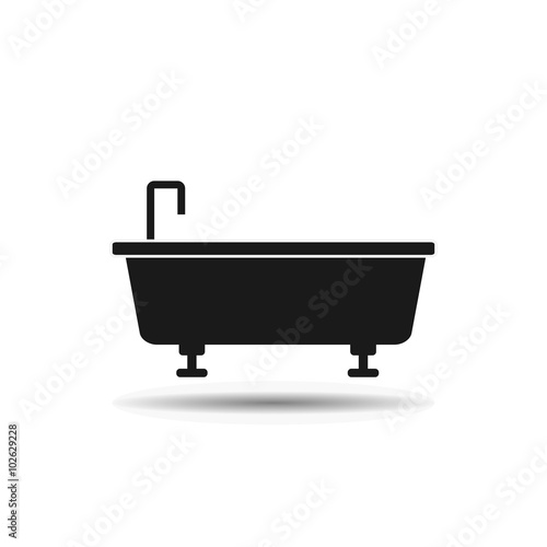 tub with faucet black icon
