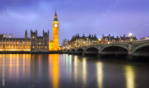 Westminster at dusk at a cloudy day, London, UK © Frank
