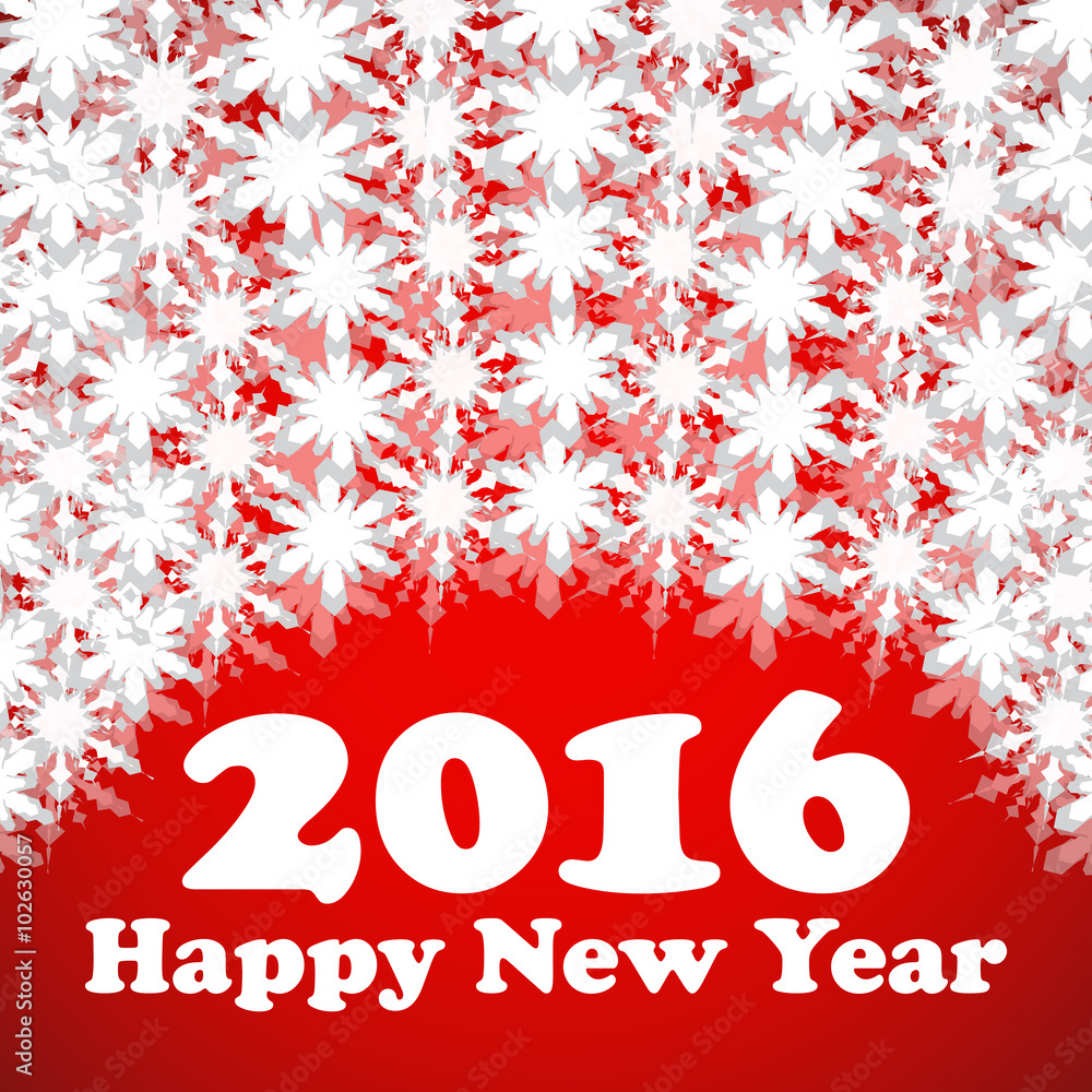 Happy New Year 2016 celebration flyer, banner, poster or invitation with stylish text on snowflakes