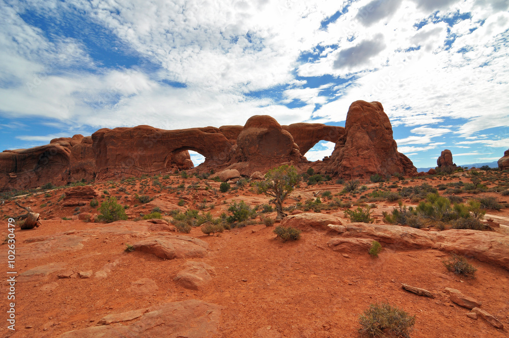 North and South Windows in Arches National Park, Utah, USA North and South Windows in Arches National Park, Utah, USA