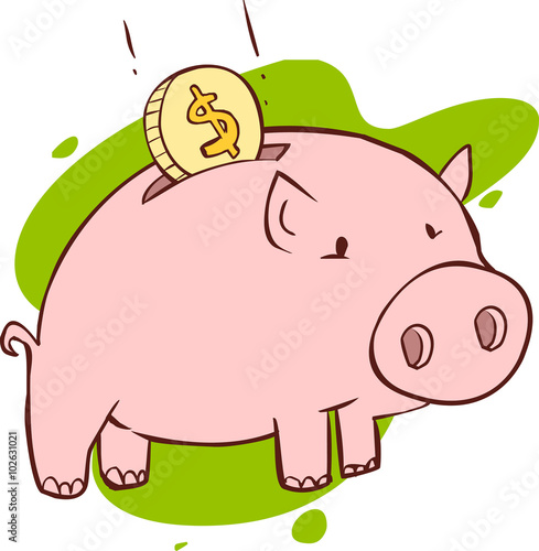 Vector illustration of a pink Piggy Bank
