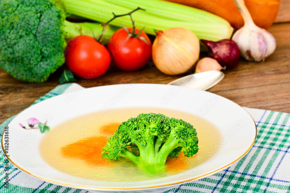 Chicken Broth with Broccoli and Carrots Chicken Broth with Broccoli and Carrots