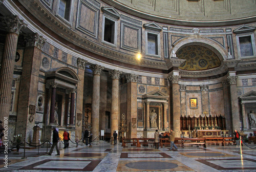 ROME, ITALY - DECEMBER 20, 2012: Inside the Pantheon - one of the most famous building in Rome, Italy
