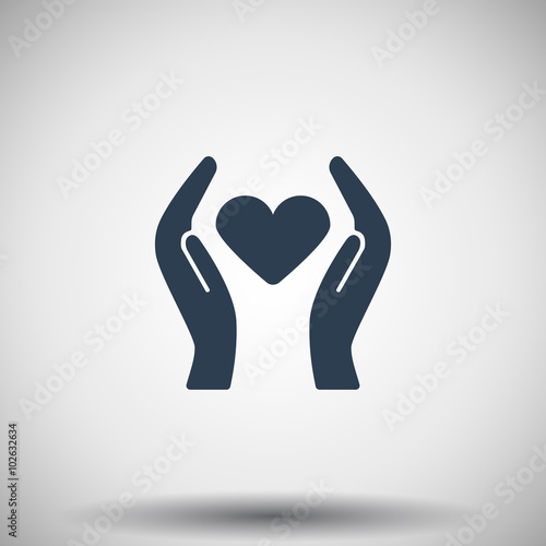 Flat black Heart care icon