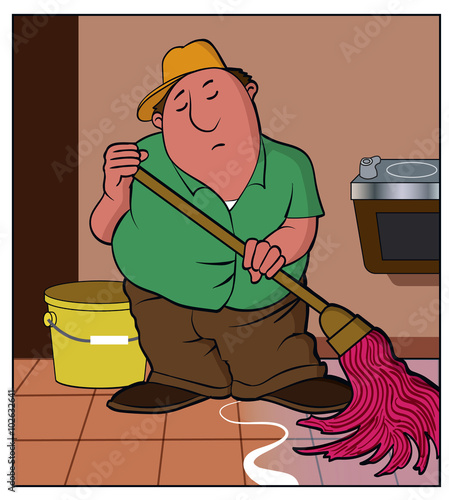 Good Maintenance / A janitor mops up