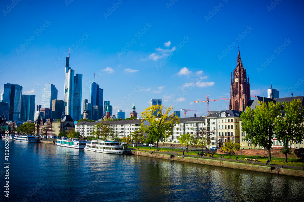 Skyline of Frankfurt, Germany.  Frankfurt am Main city