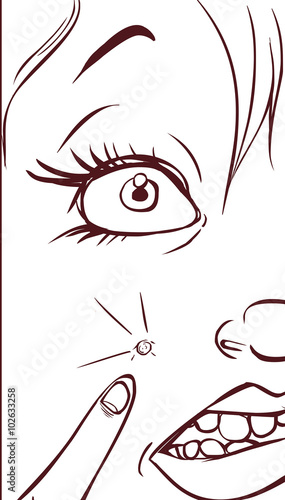 white background vector illustration of a  spotty girl