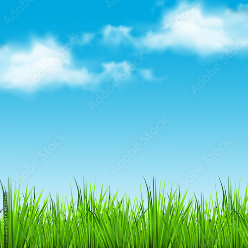 Realistic Illustration of a sunny day with a sunny and cloudy sky