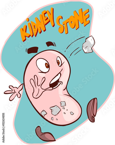 Vector illustration of a cartoon kidney stones