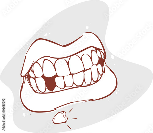  white backround vector illustration of a broken teeth
