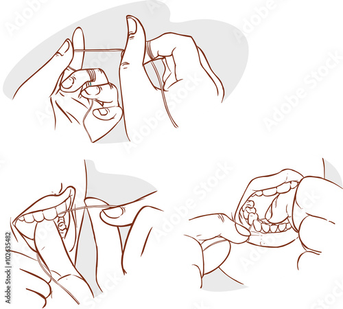red background Vector illustration of a flossing