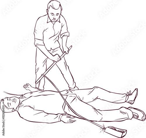  white backround Vector illustration of a  electric shock first