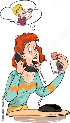 Vector illustration of a ambulance calls poisoned children and m