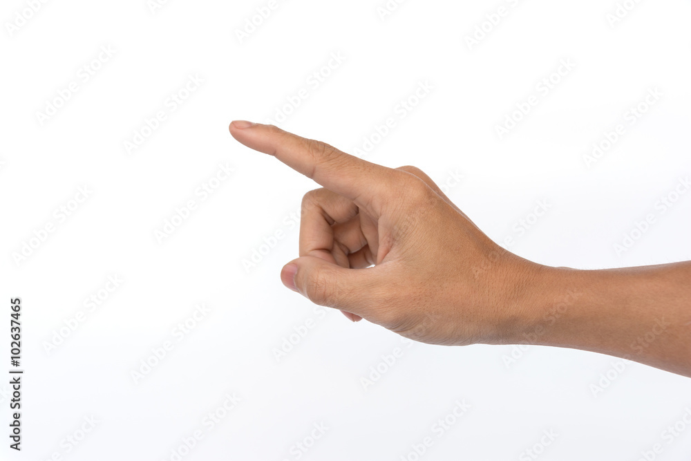 male right hand pointing. Isolated on white background male right hand pointing. Isolated on white background